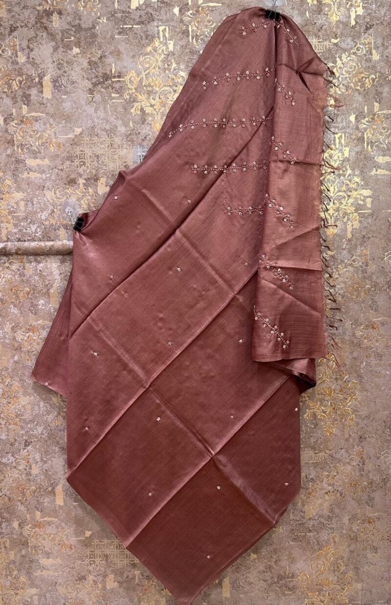 Pure Tussar hand embroidered saree - Image 2