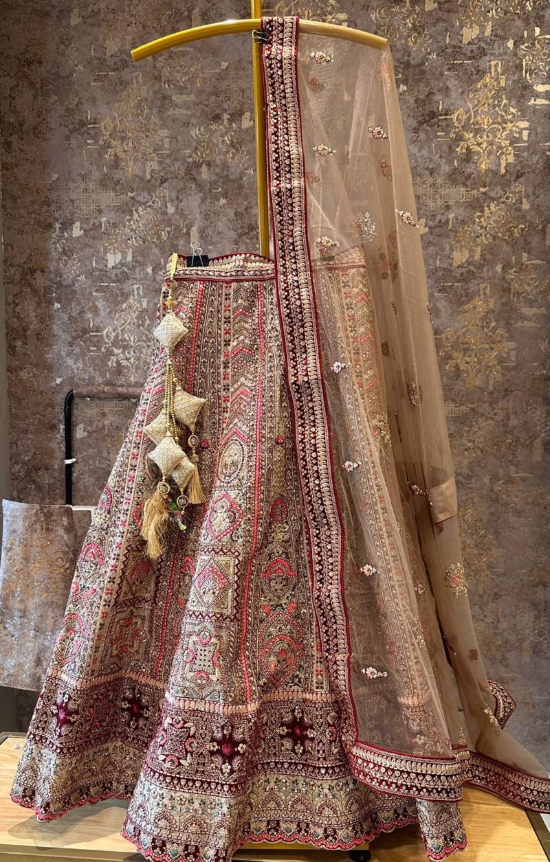 Multi coloured  bridal lehenga