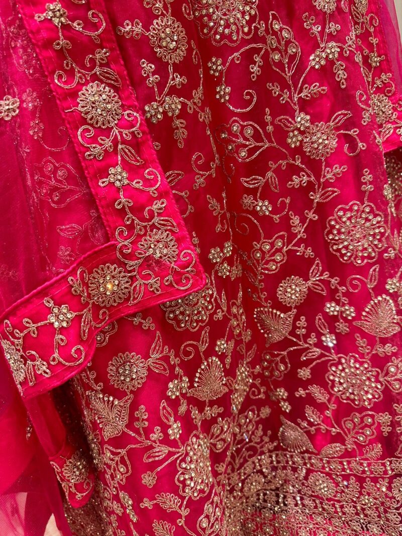 Rani pink embroidered bridal lehenga