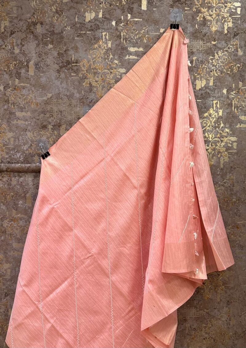 Pure tusser hand embroidered saree - Image 2