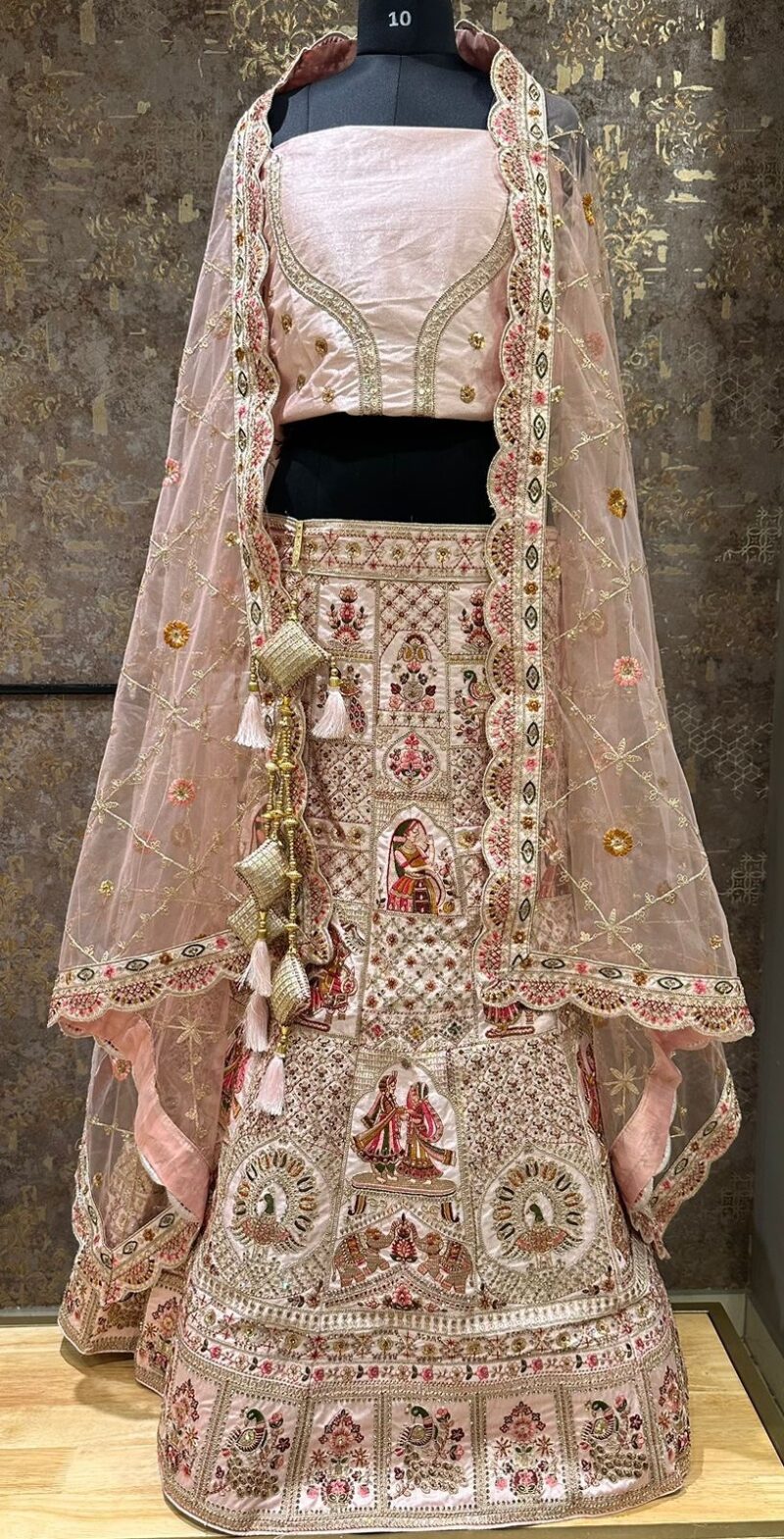 Blush pink embroidered bridal lehenga