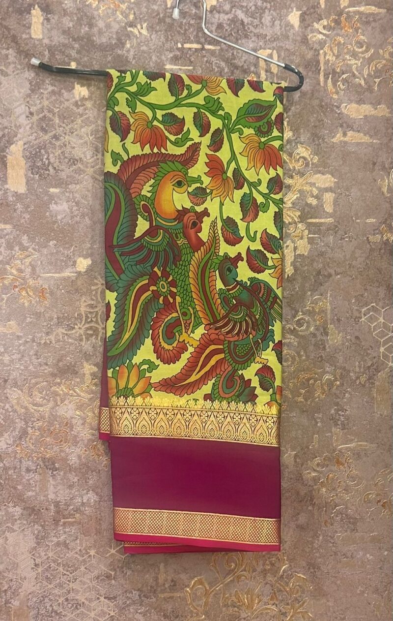 Pure kalamkari printed Mysore silk