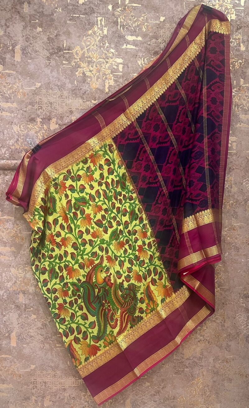 Pure kalamkari printed Mysore silk - Image 2