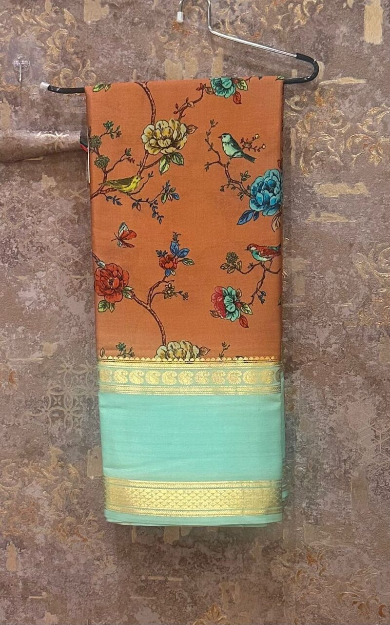 Pure kalamkari printed Mysore silk