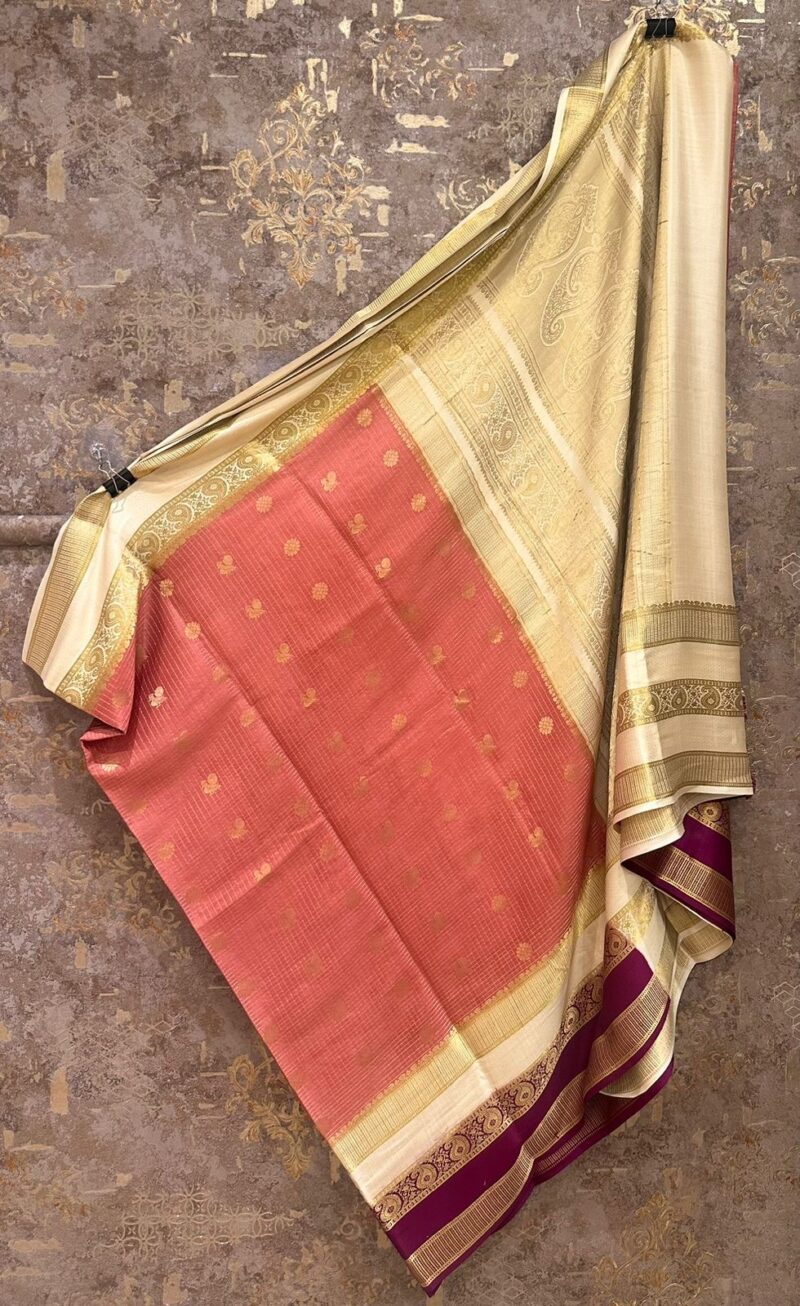 Pure Mysore silk in Ganga Jamuna border - Image 2